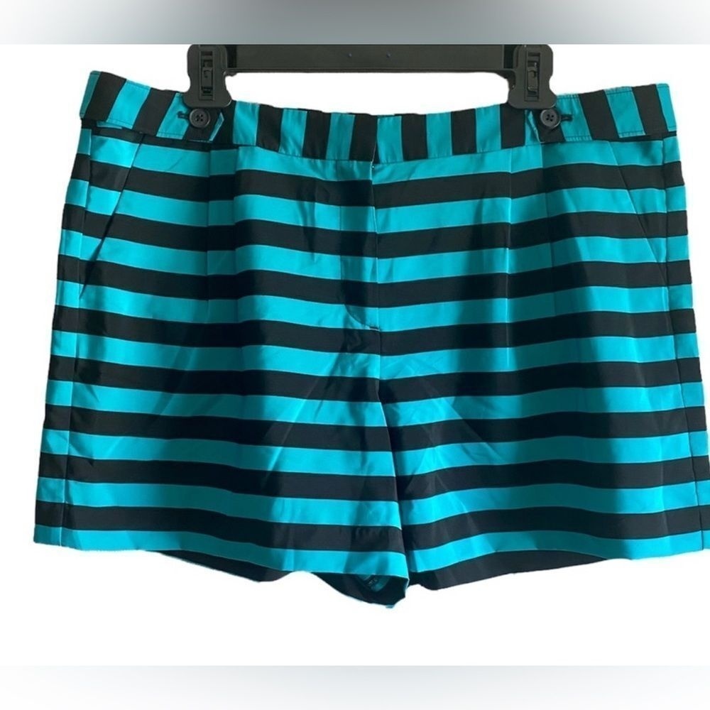 LOFT Teal and Black Striped‎ Original Style Shorts Size 14